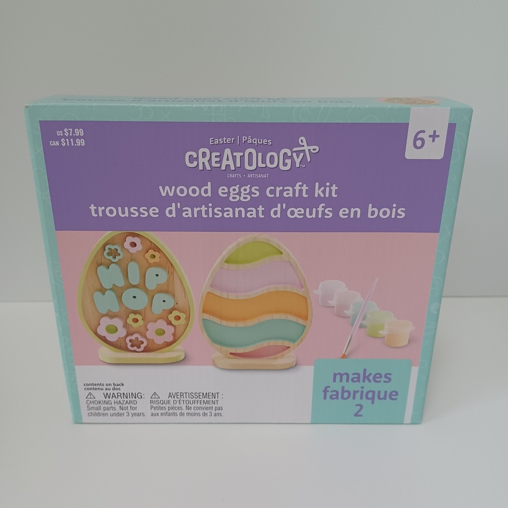 NEW Easter Creatology Wood Eggs Craft‎ Kit Ages 6+ Makes 2